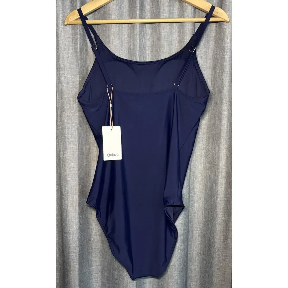 Quince Italian Cami One-Piece Swimsuit Deep Navy Blue Size Large NWT